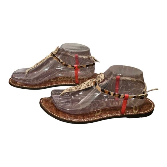 Sam Edelman Gigi Leopard Snake T-Strap Toe Post Sandals Women's sz 9 - Picture 3 of 8